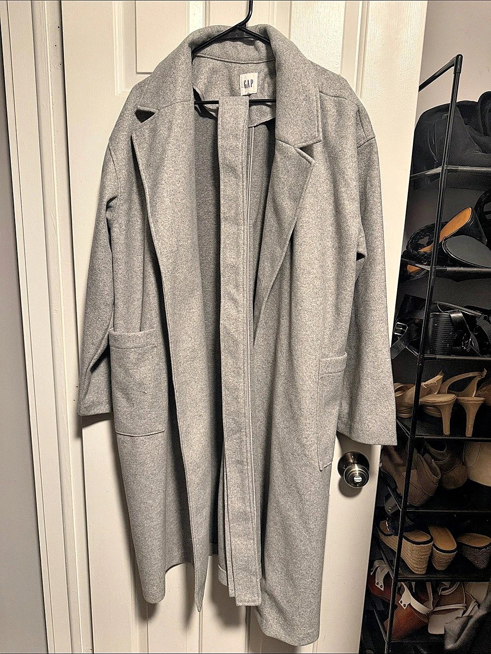 GAP Relaxed Wool Wrap Coat Gray XXL